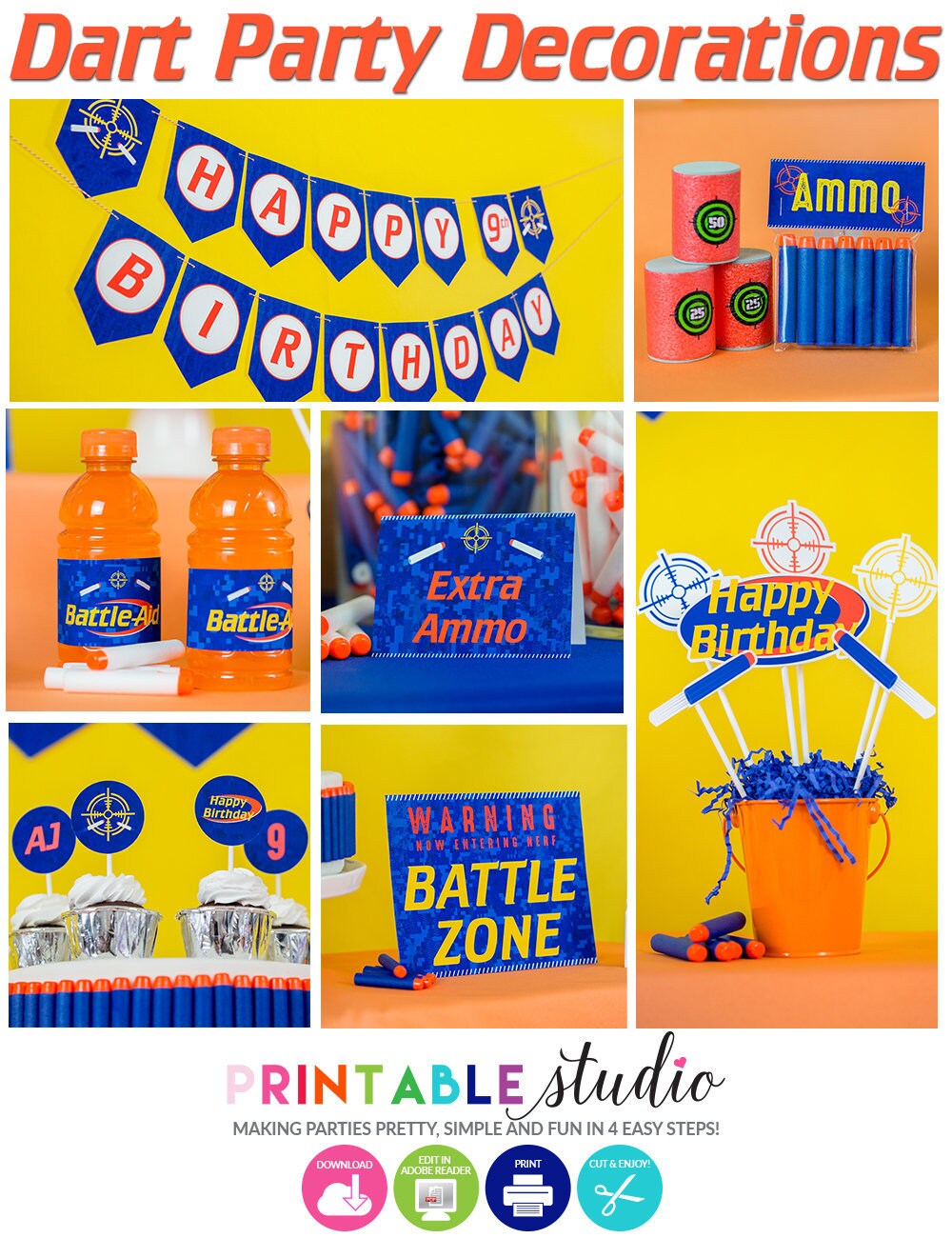 Dart Party Decorations Foam Dart Birthday Decorations Dart Etsy Canada