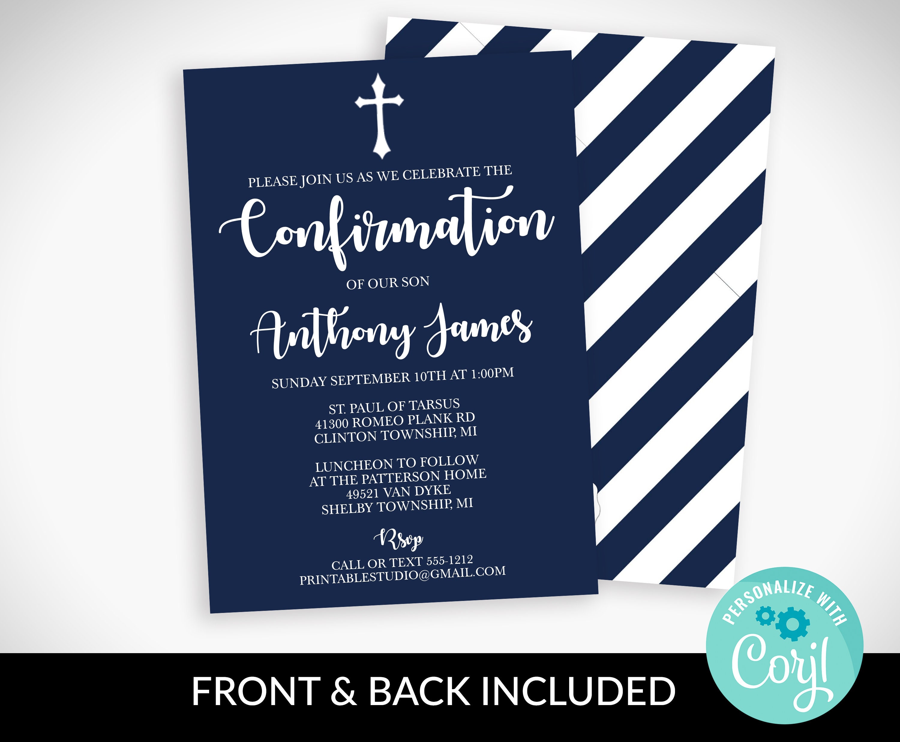 Confirmation Invitation Confirmation Invitation Boy Navy Etsy Australia
