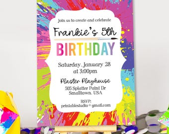 Painting Birthday Invitation, Art Party Invitation Instant Download, Printable Painting Party Invitation, Art Birthday Invitation,