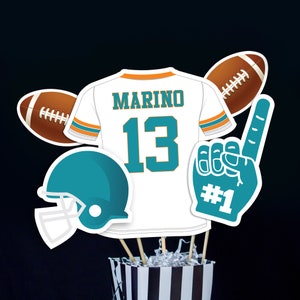 Football Centerpieces in Teal - Printable Football Birthday Party Centerpieces - Instant Download Football Banquet Centerpieces