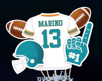 Football Centerpieces in Teal - Printable Football Birthday Party Centerpieces - Instant Download Football Banquet Centerpieces