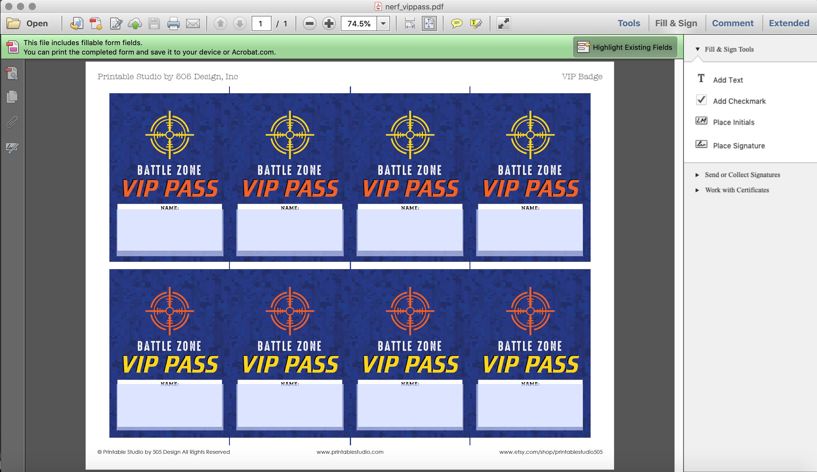 Dart Party VIP Pass Printable Dart VIP Pass by Battle Zone Etsy