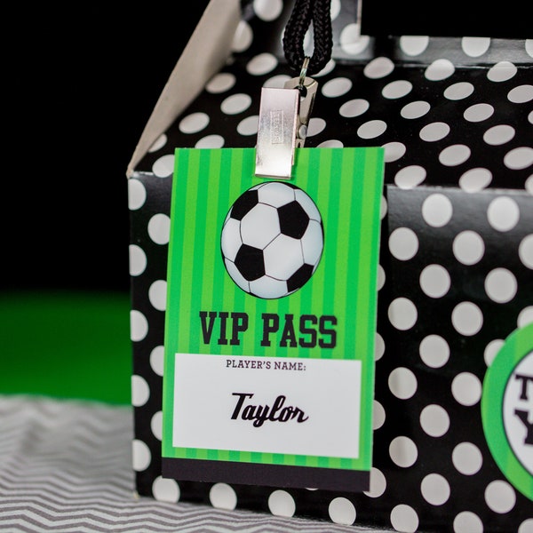 Soccer VIP Pass - Printable Soccer VIP Badge - Editable VIP Soccer Badge - Instant Download Soccer Party by Printable Studio