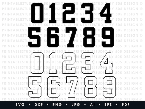 Sport Numbers SVG - Sport Numbers SVG - Sport Number Clipart - Varsity Number Cut File for Cricut or Silhouette Il_570xn