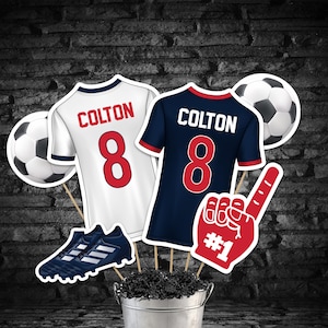 Editable Navy & Red Soccer Centerpieces: Printable Banquet Decorations