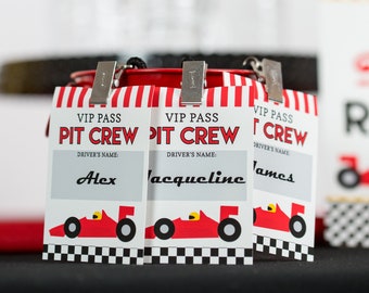 Pit Crew Pass Printable Red Race Car Party Pit Crew Badge Race Car Pit Crew Pass Red Race Car VIP Pass by Printable Studio