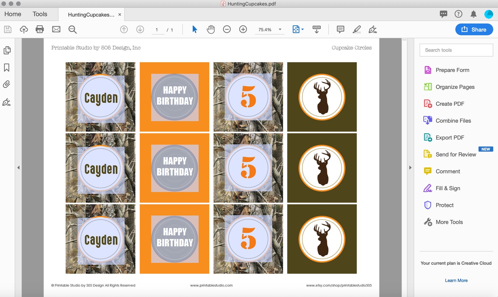Hunting Cupcake Topper Printable Deer Hunting Party Cupcake - Etsy
