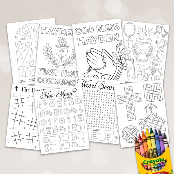 Editable Communion Coloring Pages, First Communion Activity Page First Communion Party Activities Printable Communion Coloring Page