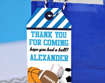 Sport Geburtstagsgeschenk Anhänger - Druckbare Sport Party Geschenkanhänger - Sport Dankeschön Anhänger von Printable Studio