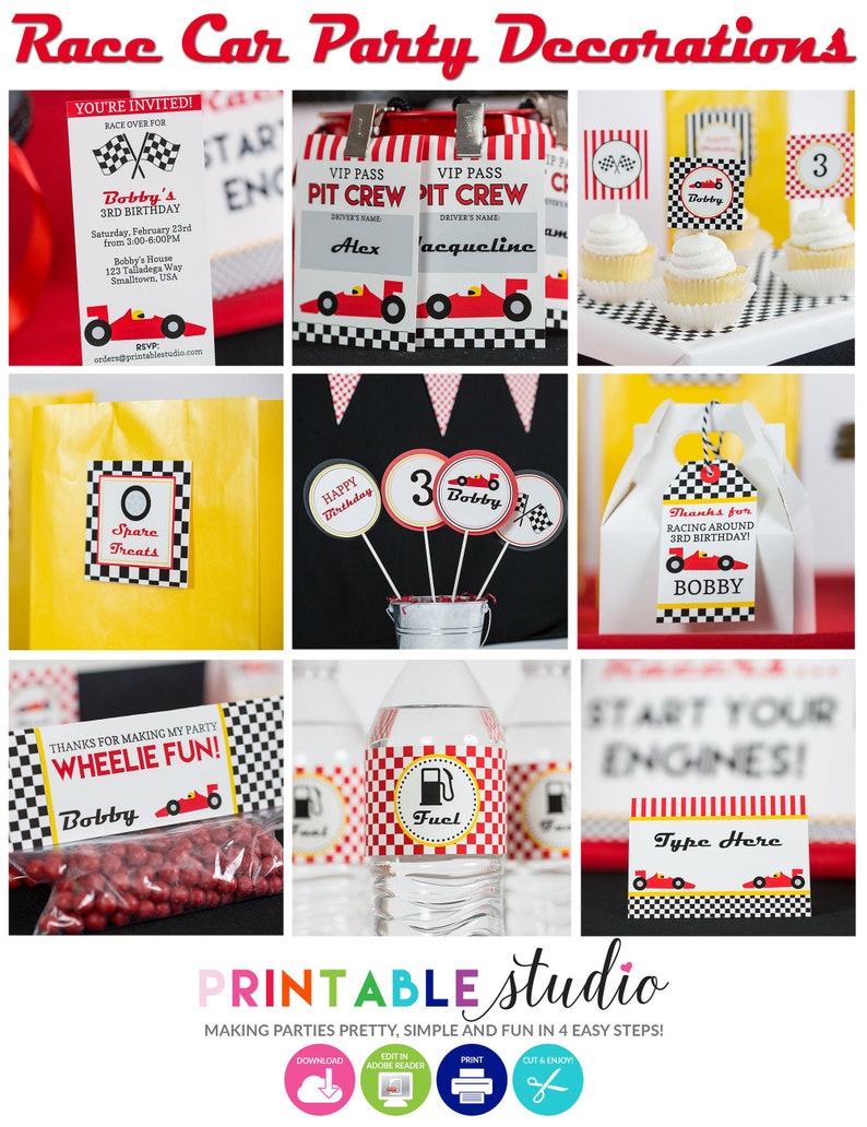 race-car-birthday-party-decorations-printable-race-car-party-etsy