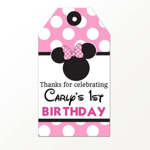 Minnie Mouse Favor Tags Printable Minnie Mouse Party Favor Tags Pink ...
