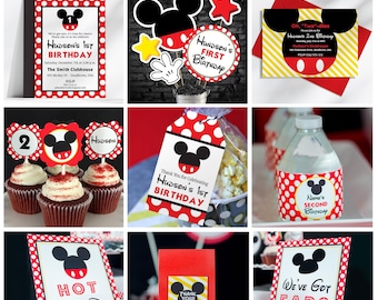 Mickey Birthday Decorations INSTANT DOWNLOAD - Printable Mickey Decorations - Mickey Mouse Birthday Party Mickey Birthday Party