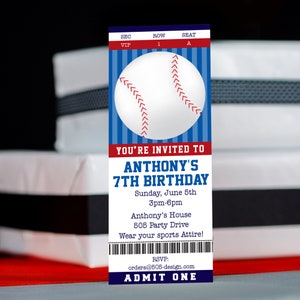 Baseball Birthday Invitation Instant Download  - Printable Baseball Ticket Invitation - Baseball Invitation by Printable Studio