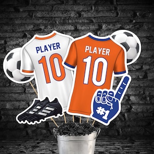 Orange & Blue Soccer Centerpieces: Editable Party Decor (Digital Download)