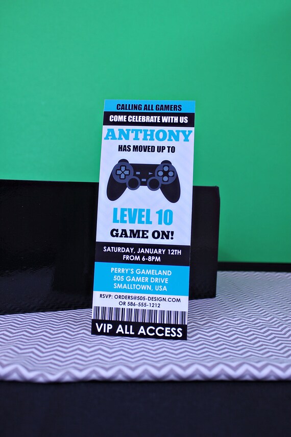 Video Game Ticket Invitation - Printable Video Game Ticket - Video Game Birthday Invitation by Printable Studio Il_570xn
