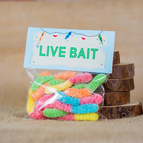 Live Bait Fishing Party Favor Tags: Treat Bag Topper (Digital Download)