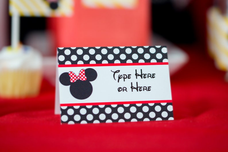minnie mouse party food labels instant download red minnie etsy