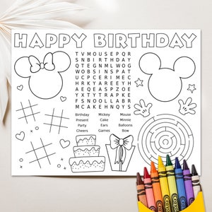 Mickey Minnie Mouse Coloring Page, Minnie Mouse Mickey Mouse Birthday Party Activity Placemat Printable Mickey Minnie Party Game