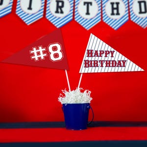 Baseball Pendant Flags - Baseball Party Centerpiece Flags - Printable Baseball Flags -  Baseball Party Centerpieces