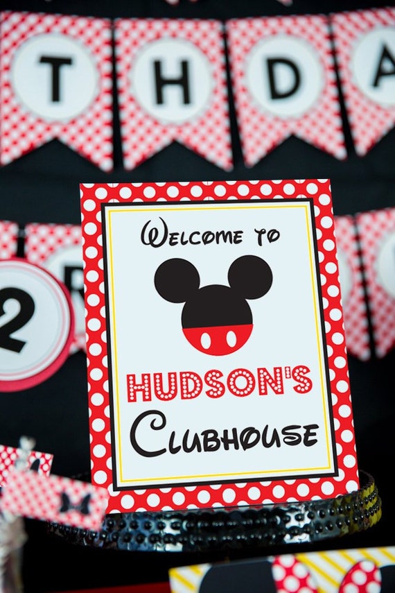 Mickey Mouse Clubhouse Party Signs - Instant Download Mickey Mouse Party Sign - Printable Mickey Mouse Welcome Sign by Printable Studio Il_570xn