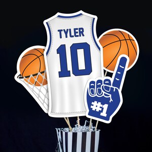 Blue Basketball Party Centerpieces: Printable Birthday Decor (Digital Download) image 2