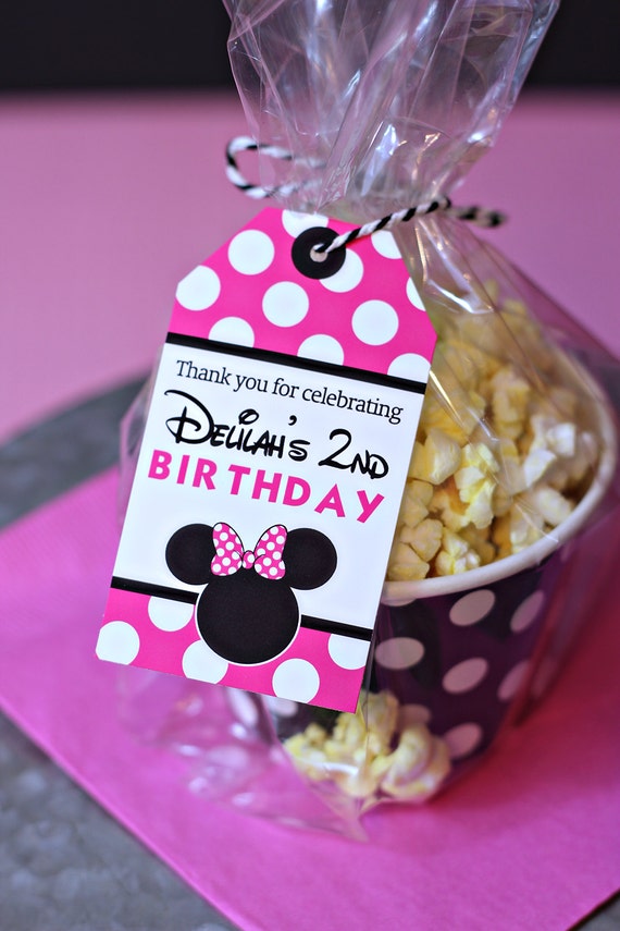 Bright Pink Minnie Mouse Favor Tags - Printable Minnie Mouse Party Favor Tags in Hot Pink by Printable Studio Il_570xn