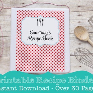 Livro de receitas em guingão vermelho - Pasta de receitas para impressão - DOWNLOAD INSTANTÂNEO Livro de receitas por Printable Studio