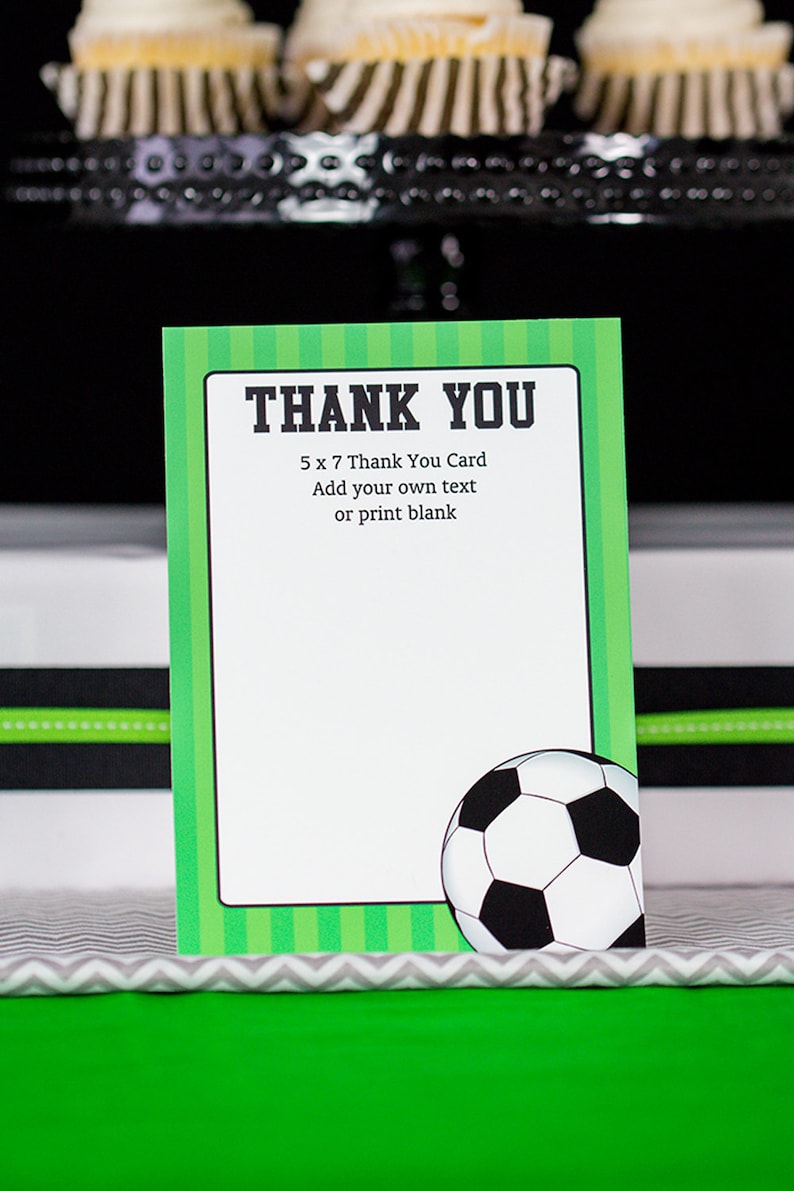 Instant Download Soccer Thank You Card by Printable Studio Soccer Within Soccer Thank You Card Template
