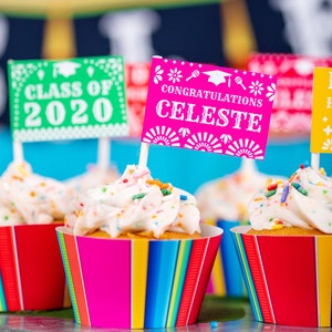 Graduation Fiesta Cupcakes Printable Graduation Cupcake Toppers Instant Download Graduation Party Cupcakes Fiesta Cupcake Toppers image 2