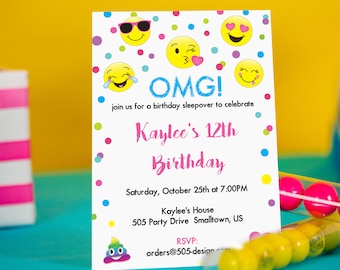 Invitación de cumpleaños con emojis - Invitación de cumpleaños con emojis (DESCARGA INSTANTÁNEA) - Invitación imprimible para fiesta con emojis de Printable Studio