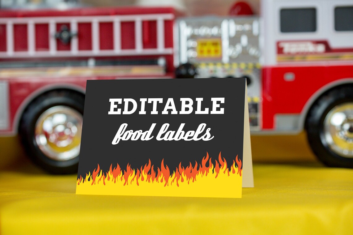 Fireman Food Labels Instant Download - Firefighter Food Label ...