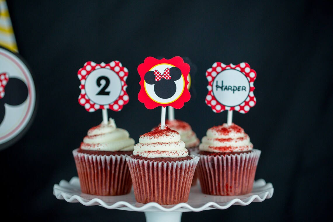 Minnie Mouse Cupcake Topper Printable Minnie Mouse Party | Etsy