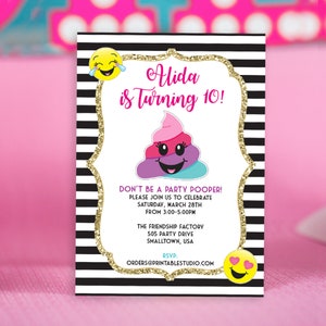 Poop Emoji Invitation INSTANT DOWNLOAD Printable Party Pooper Invitation Girls Poop Emoji Invitation by Printable Studio image 1