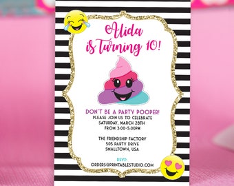 Poop Emoji Thank You Party Tags Stickers Birthday Printable - Etsy