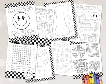 Editable ONE Happy Dude Party Coloring Pages Happy Dude Activity Pages One Happy Dude Birthday Party Activities Printable Party Games