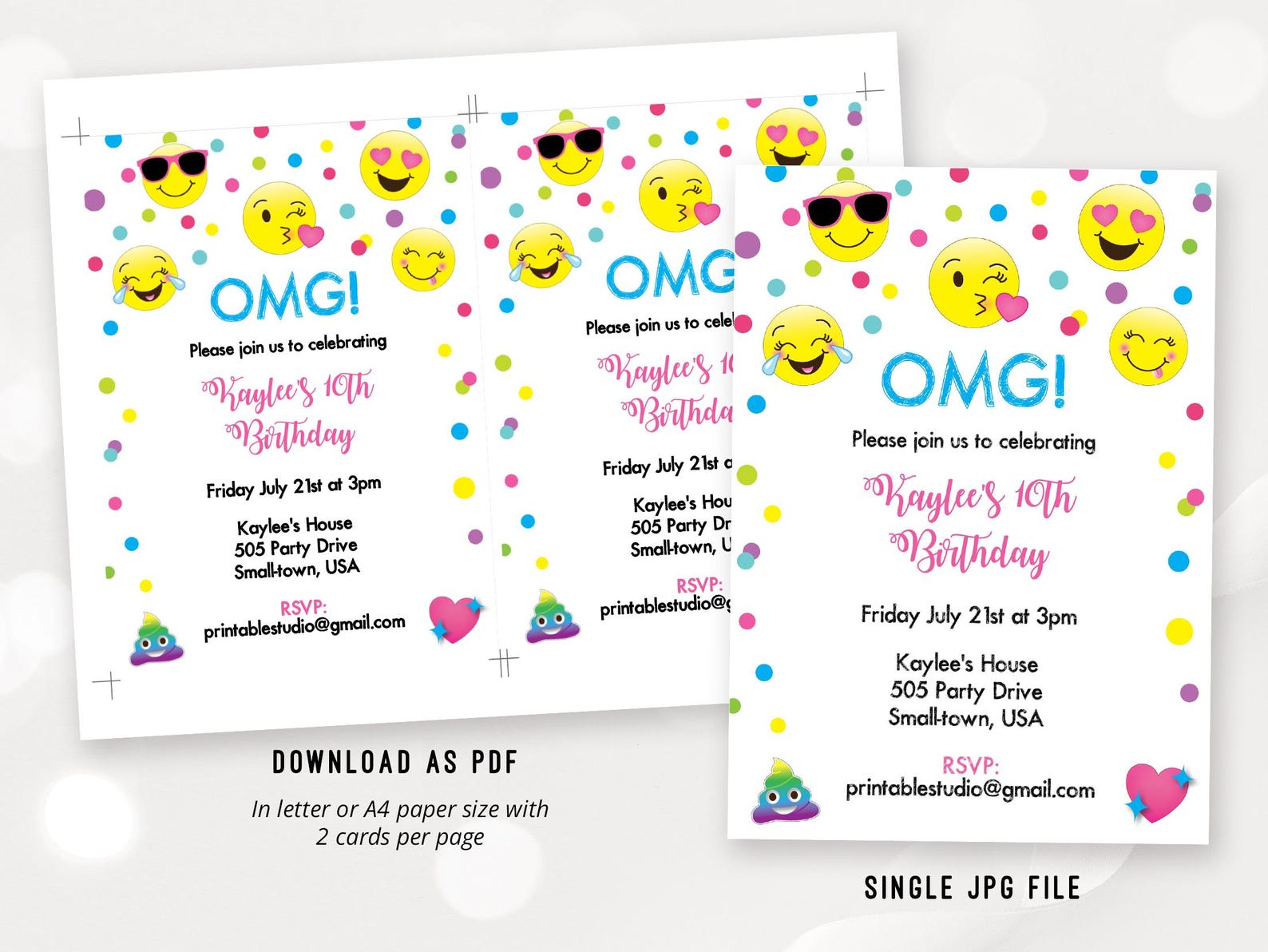 Emoji Birthday Invitation - Emoji Birthday Invitation INSTANT DOWNLOAD ...