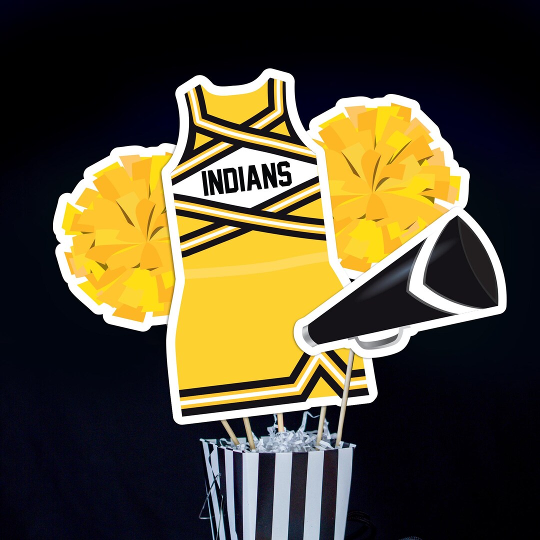 Yellow Cheer Pattern Cheer Centerpieces in Yellow Black , Cheerleading Banquet and ...