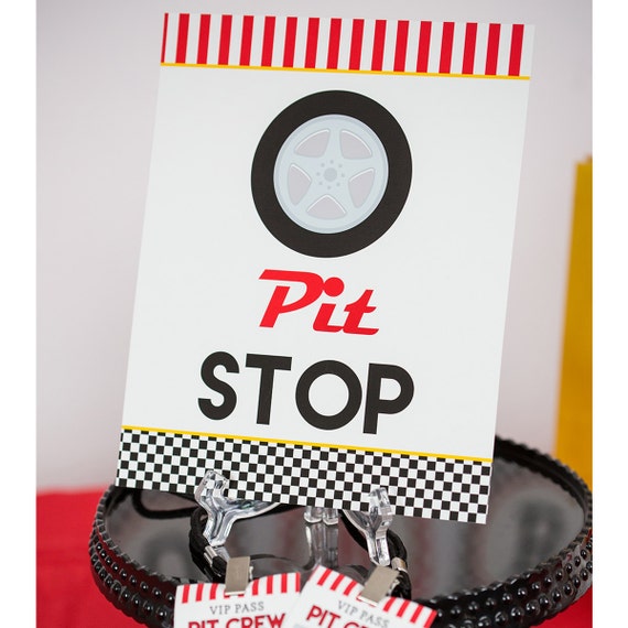 Pit Stop Sign Instant Download Race Car Party Pit Stop Sign Red Race 