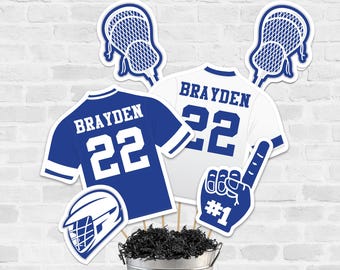 Lacrosse Centerpieces in Royal Blue - Printable Lacrosse Party Centerpieces Blue Lacrosse Banquet Decorations in Royal Blue White