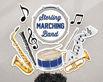 Decoración para banquete de banda de música en azul real (archivo digital)