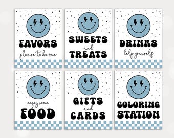 Editable Happy Dude Birthday Sign Bundle Blue, Instant Download Blue One Happy Dude Party Signs, Set of One Happy Dude Party Signs in Blue