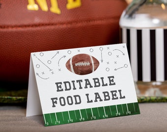 Etiquetas de comida de fútbol, Carpa de comida de fútbol imprimible, Etiquetas de comida para fiestas de fútbol, Letreros para buffet de fiestas de fútbol, Letrero para fiestas de fútbol