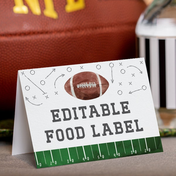 Football Food Labels, Printable Football Food Tent,  Football Party Food Labels, Football Party Buffet Signs, Football Party Sign