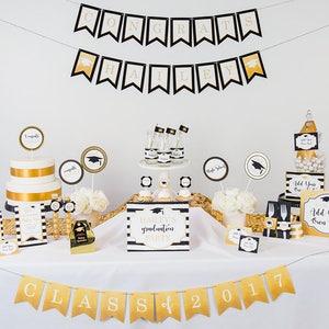 Graduation Party Decorations - Printable Graduation Party - Gold Black ...