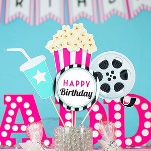Movie Party Centerpieces - Movie Party Cutouts - Movie Party Table Decorations - Instant Download Movie Photo Prop - Movie Night Table Decor