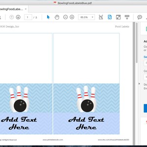 Bowling Food Labels Bowling Party Buffet Labels Printable Bowling Party ...