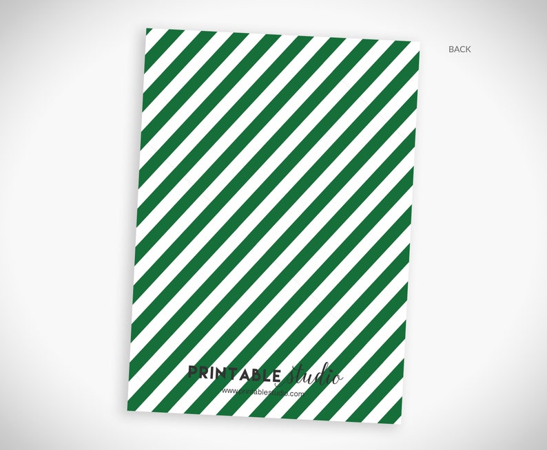 May include: Green and white striped card with the text "Printable Studio" and the website address "www.printable-studio.com".