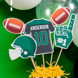Football Centerpieces in Green - Printable Football Birthday Party Centerpieces - Instant Download Football Centerpieces