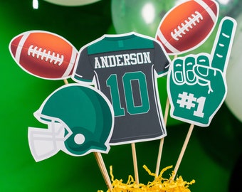 Football Centerpieces in Green - Printable Football Birthday Party Centerpieces - Instant Download Football Centerpieces