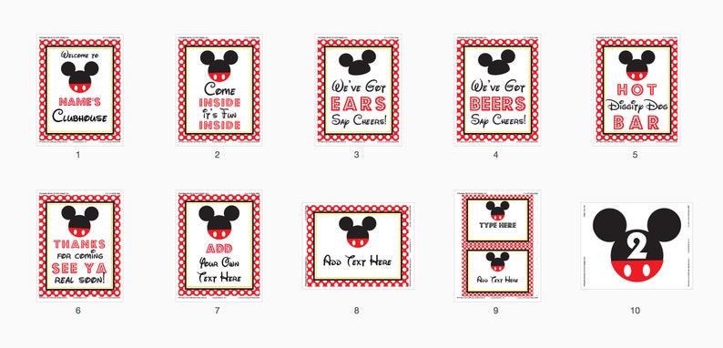 Mickey Mouse Party Signs Instant Download Mickey Mouse Party Signs Printable Set of Mickey Mouse Sign by Printable Studio image 9